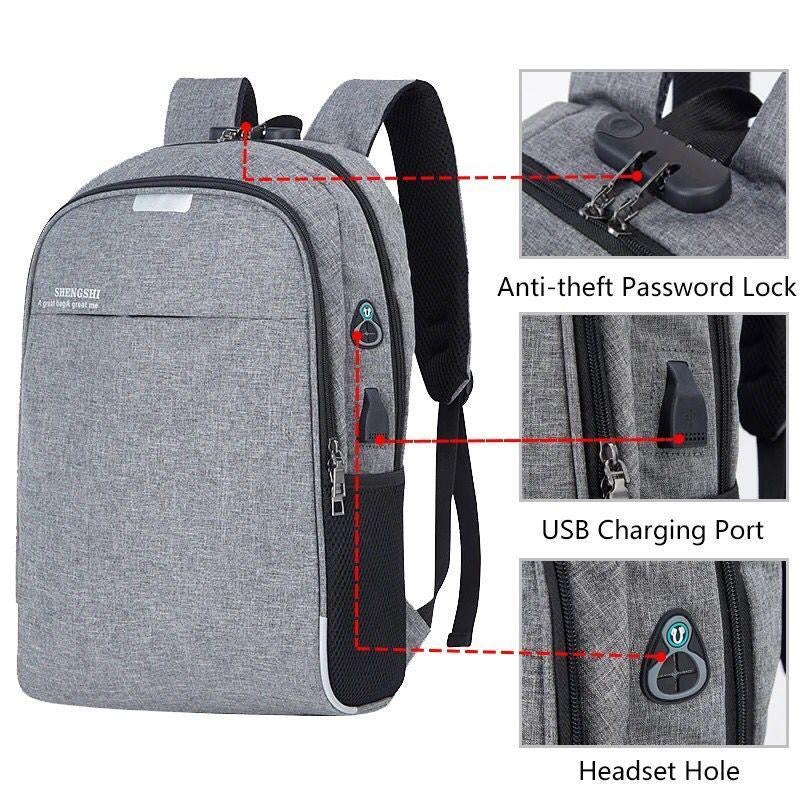 Laptop Travel Backpack – USB/ AUX Port & Trolley Strap