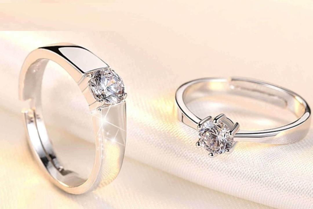 Classic Couple Rings For Men Women CZ Stone Trendy Wedding Lovers