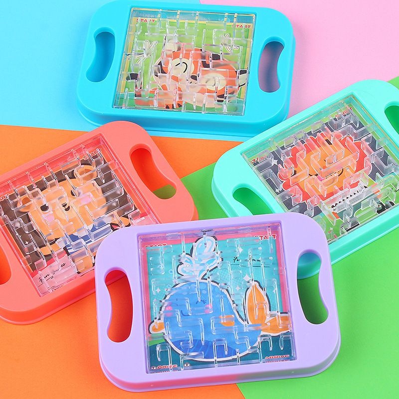 Cartoon Animal Handheld Balance Ball Maze Board Toys for Kids