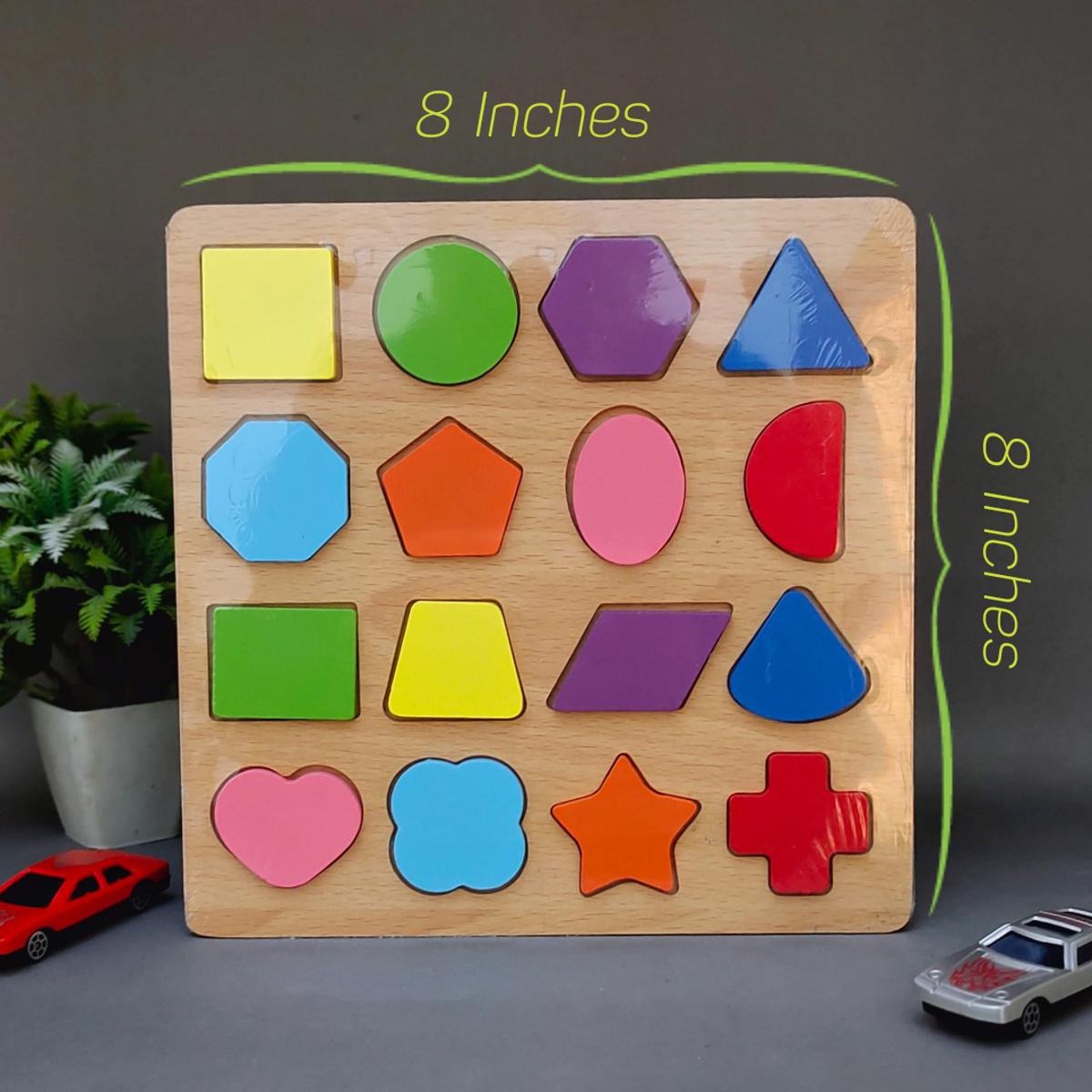 Colorful Geometric Shapes Wooden Cognitive Board Puzzle