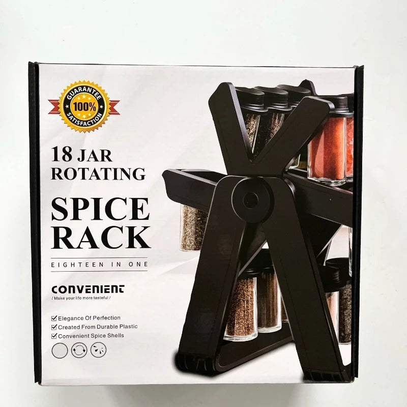 18-Jar Rotating Spice Rack Organizer – Premium Windmill Design