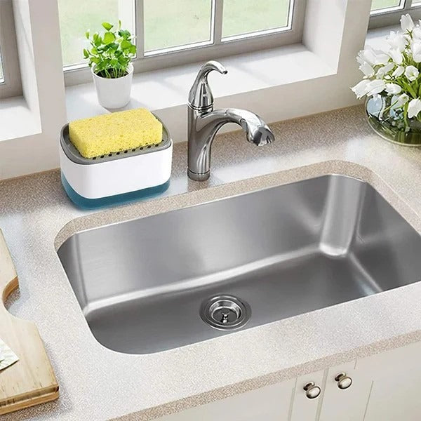 2-in-1 Soap Pump Dispenser with Sponge – Kitchen Dishwashing Liquid Dispenser & Holder