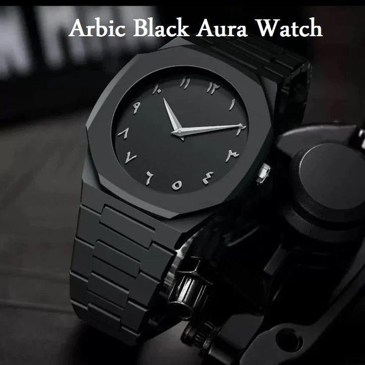 Black Arabic Stainless Steel Aura Watch