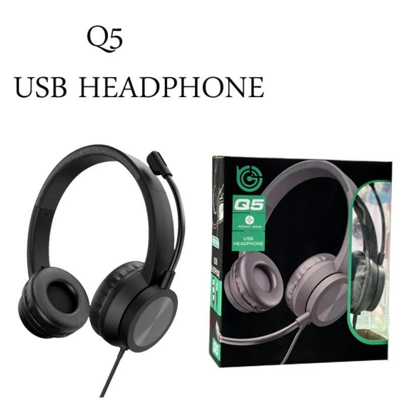 USB Computer Headphones Call Center Lightweight Wired Headset With Microphone