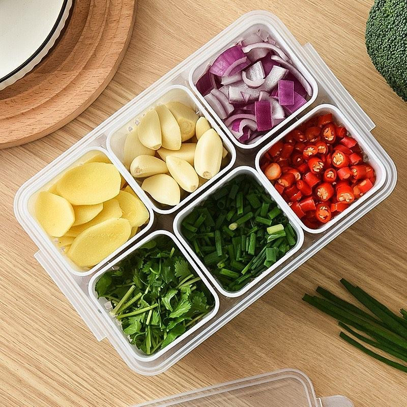 6-In-1 Kitchen Storage Box, Reusable Refrigerator Fruit