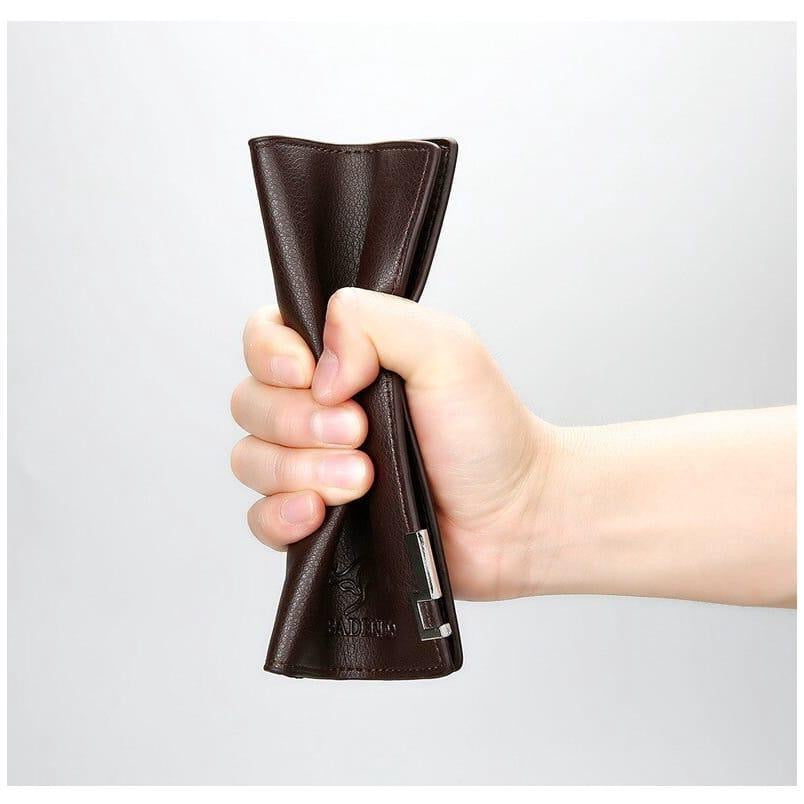 Man Long Fold Leather Wallet