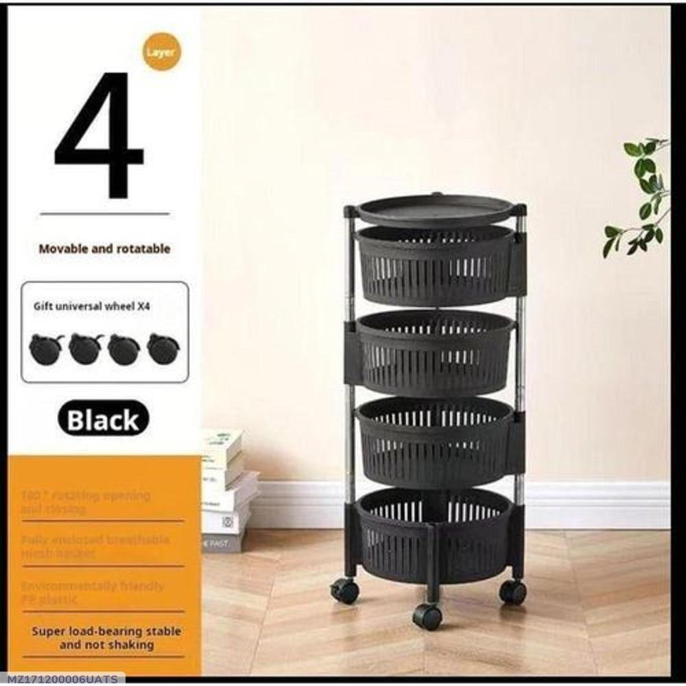 4 layer Floor Rotating Storage Rack Vegetable Fruit Storage Rack
