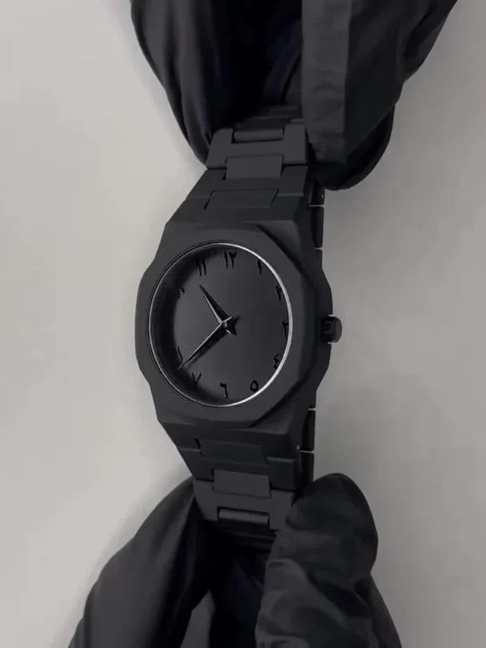 Black Arabic Stainless Steel Aura Watch