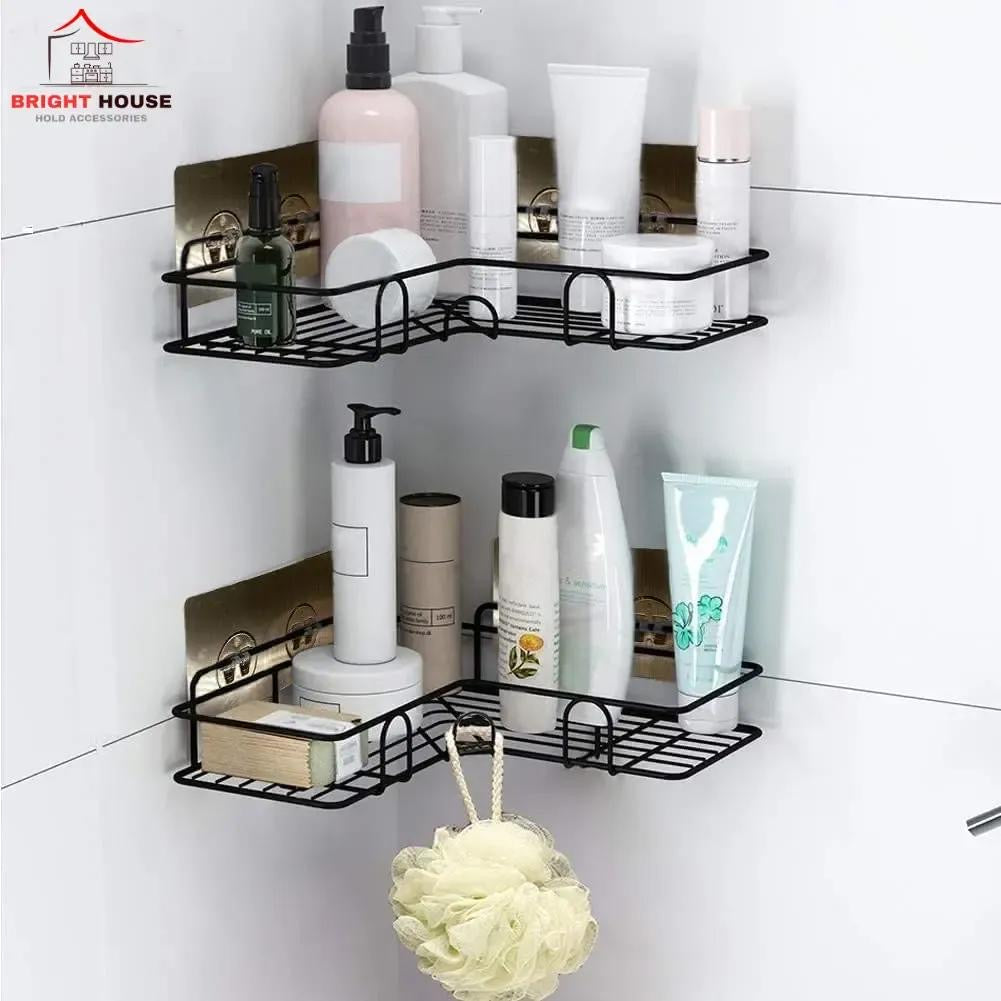 Bathroom Corner Shelf With Adhesive Hooks