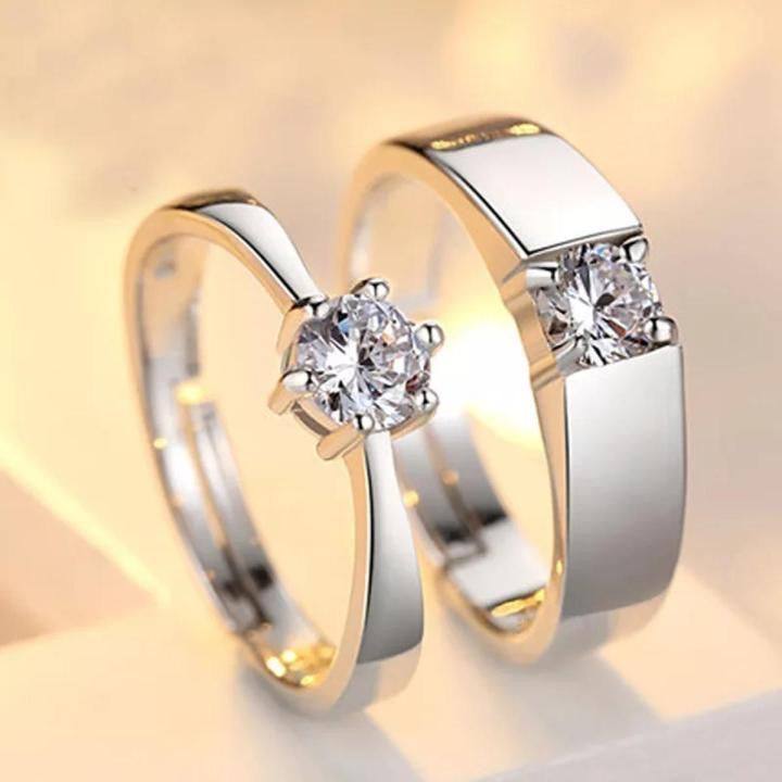 Classic Couple Rings For Men Women CZ Stone Trendy Wedding Lovers