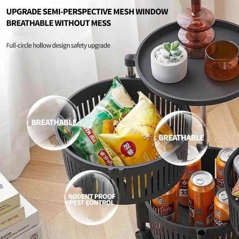 4 layer Floor Rotating Storage Rack Vegetable Fruit Storage Rack