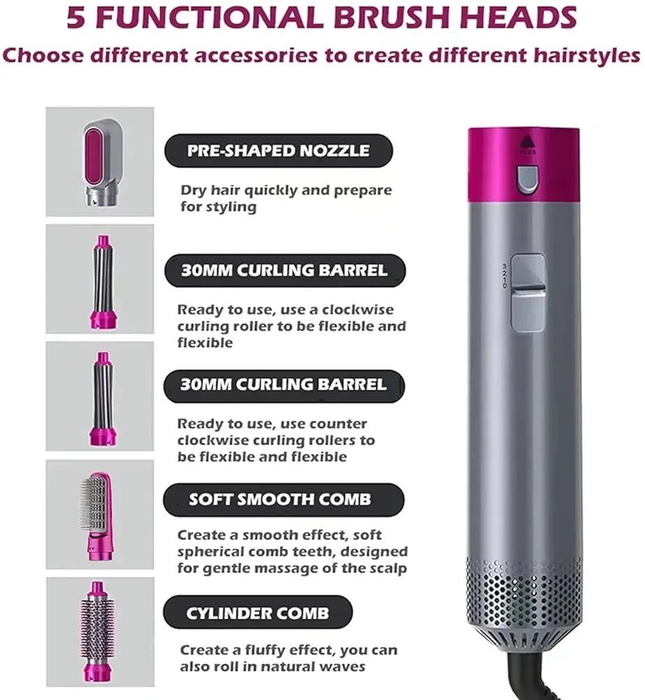 5 in 1 Air Brush Hair Curler Styler Set