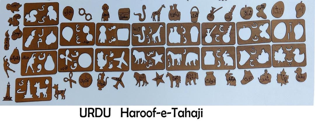 English Alphabets, Urdu Haroof e tahaji, Counting set