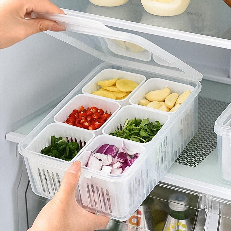6-In-1 Kitchen Storage Box, Reusable Refrigerator Fruit