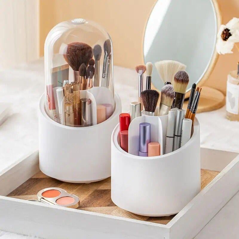360° Degree Rotating Makeup Brush Holder With Dustproof Lid