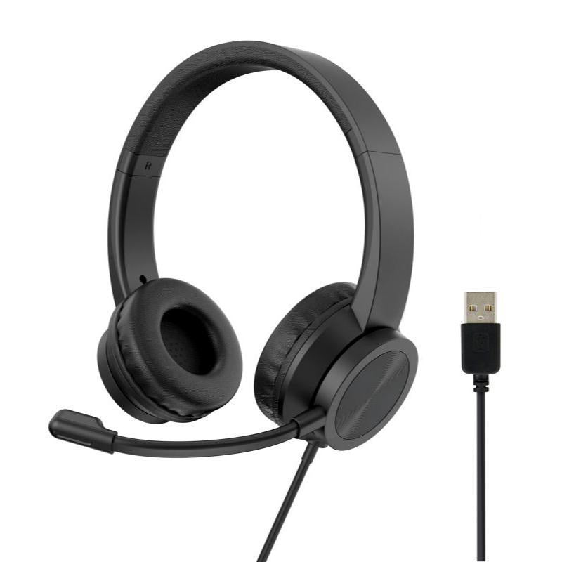 USB Computer Headphones Call Center Lightweight Wired Headset With Microphone