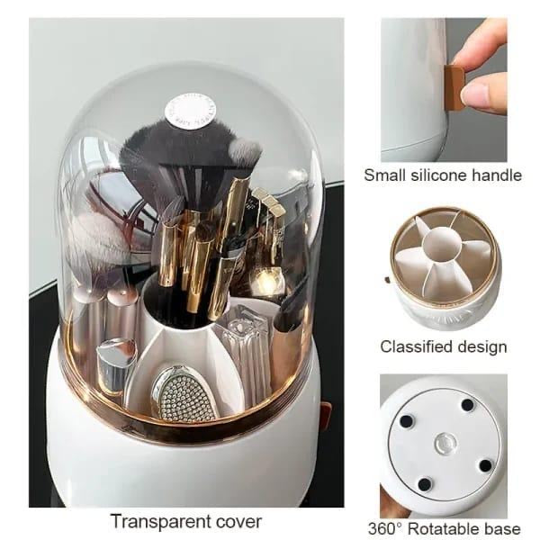 360° Degree Rotating Makeup Brush Holder With Dustproof Lid