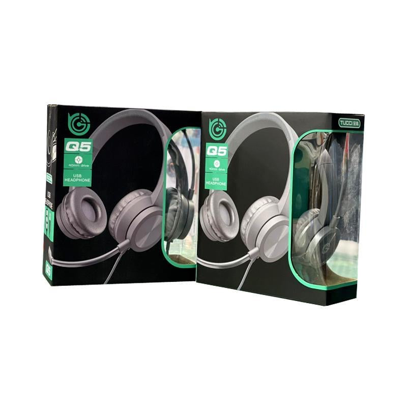 USB Computer Headphones Call Center Lightweight Wired Headset With Microphone