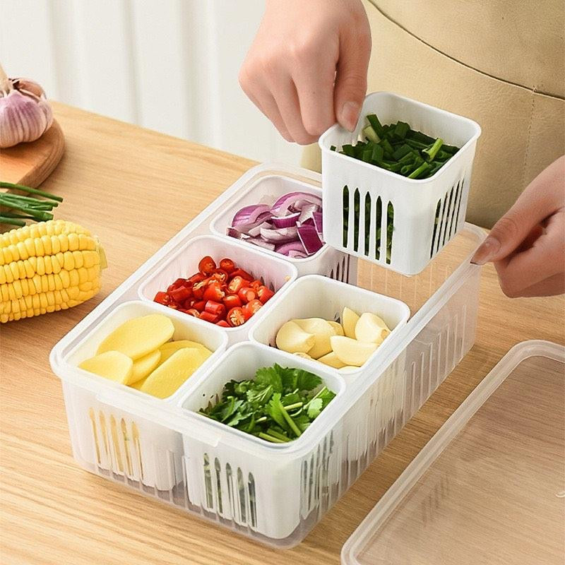 6-In-1 Kitchen Storage Box, Reusable Refrigerator Fruit