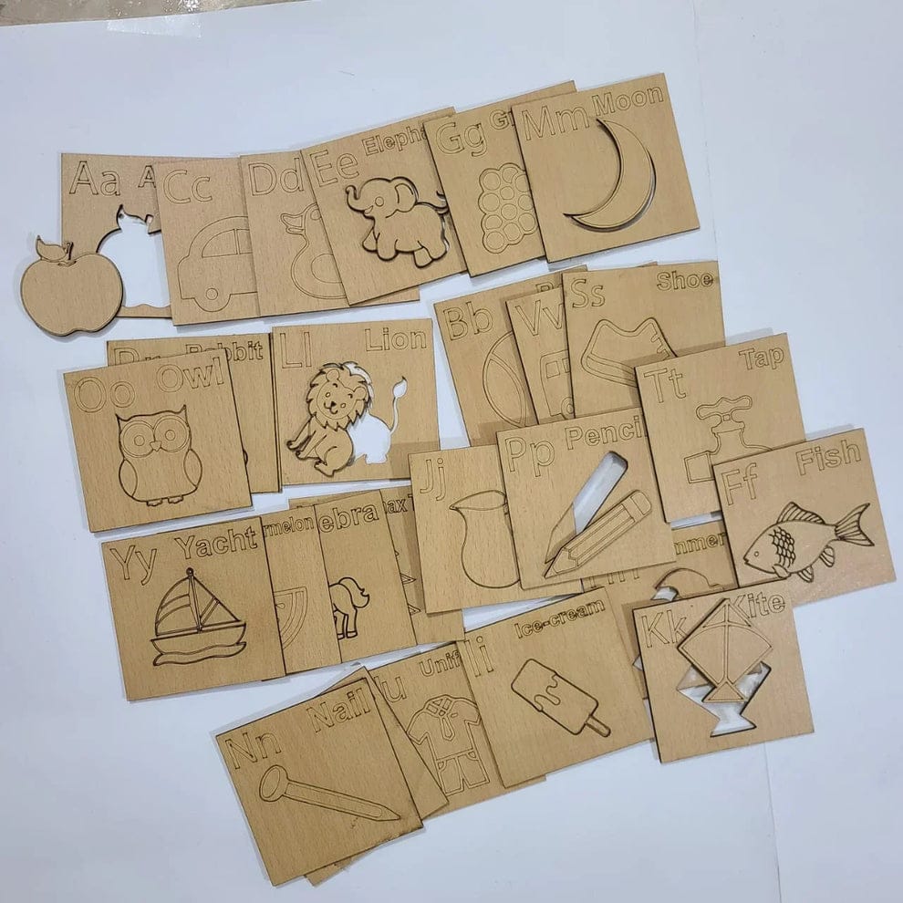 Wooden Alphabet Flashcard - A to Z Learning Toy for Kids